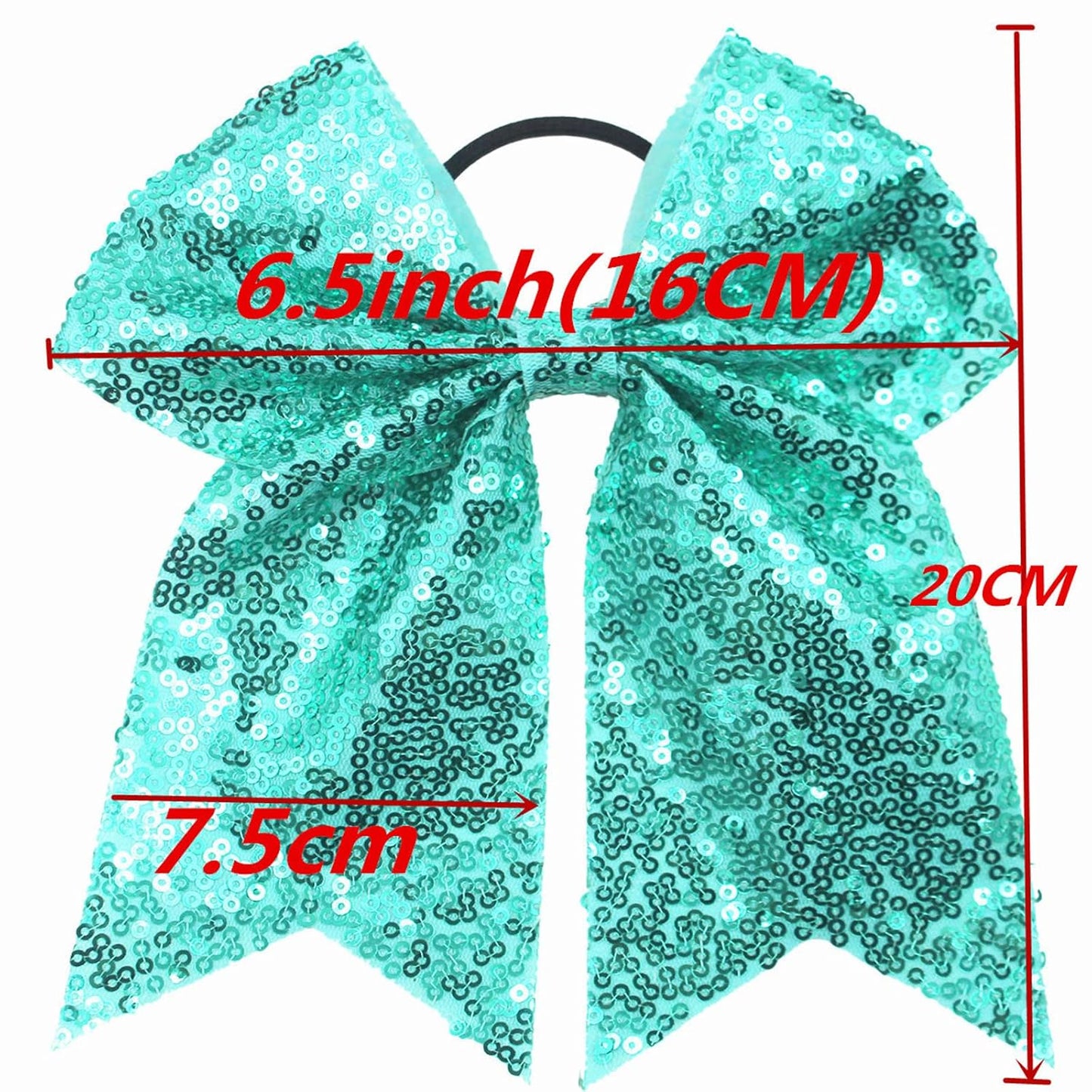 6.5 Inches Sequins Hair Bows Elastic Hair Tie Ribbon Large Cheer Bow Ponytail Holder Hair Band for Women Girls Kids Teens (Pink)