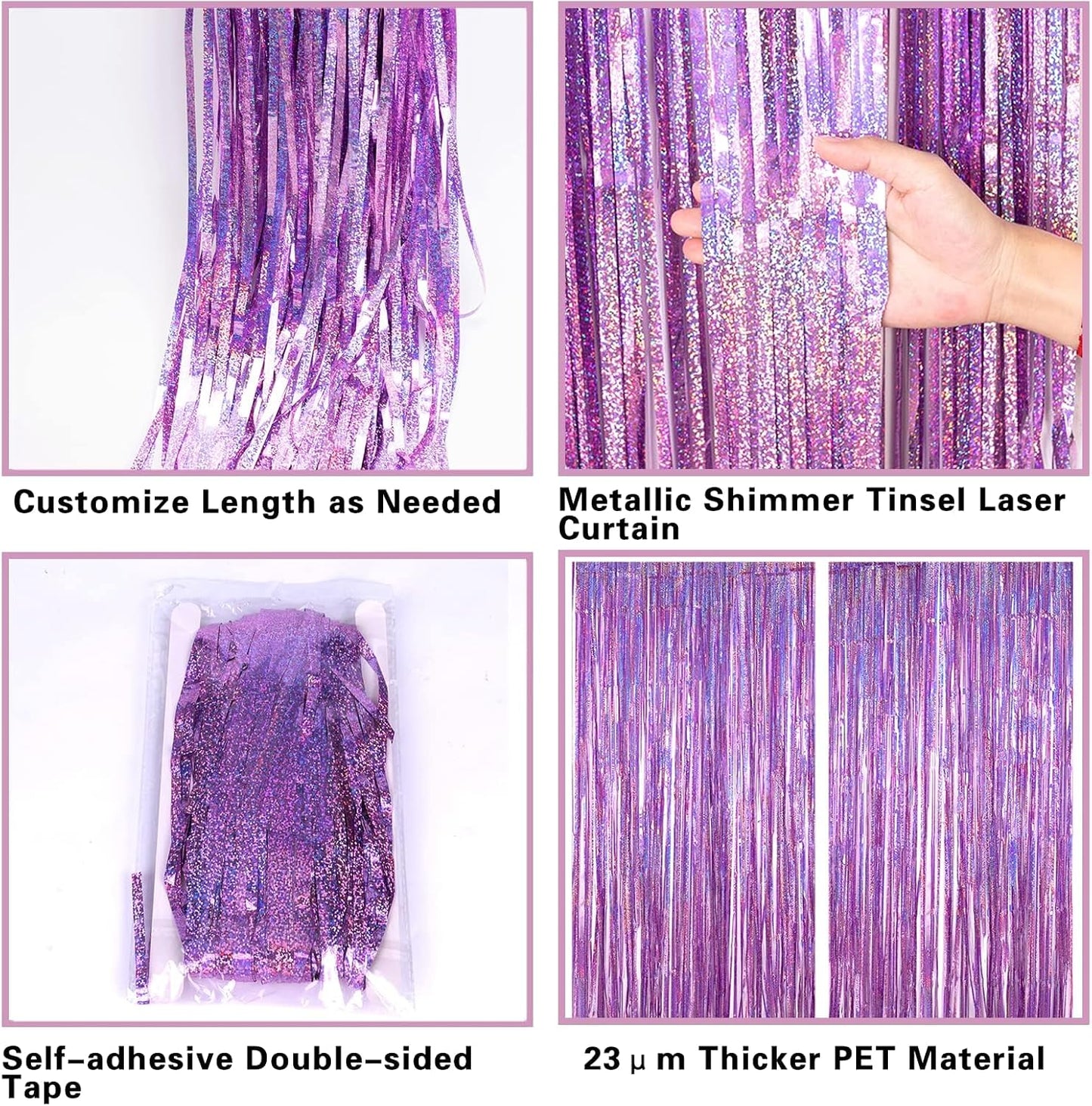 2 Pack 3.2ft x 8.2ft Pink Metallic Tinsel Foil Fringe Curtains Backdrop for Pink Party Birthday Wedding Bachelorette Baby Shower Holiday Party Decorations Photo Booth Props