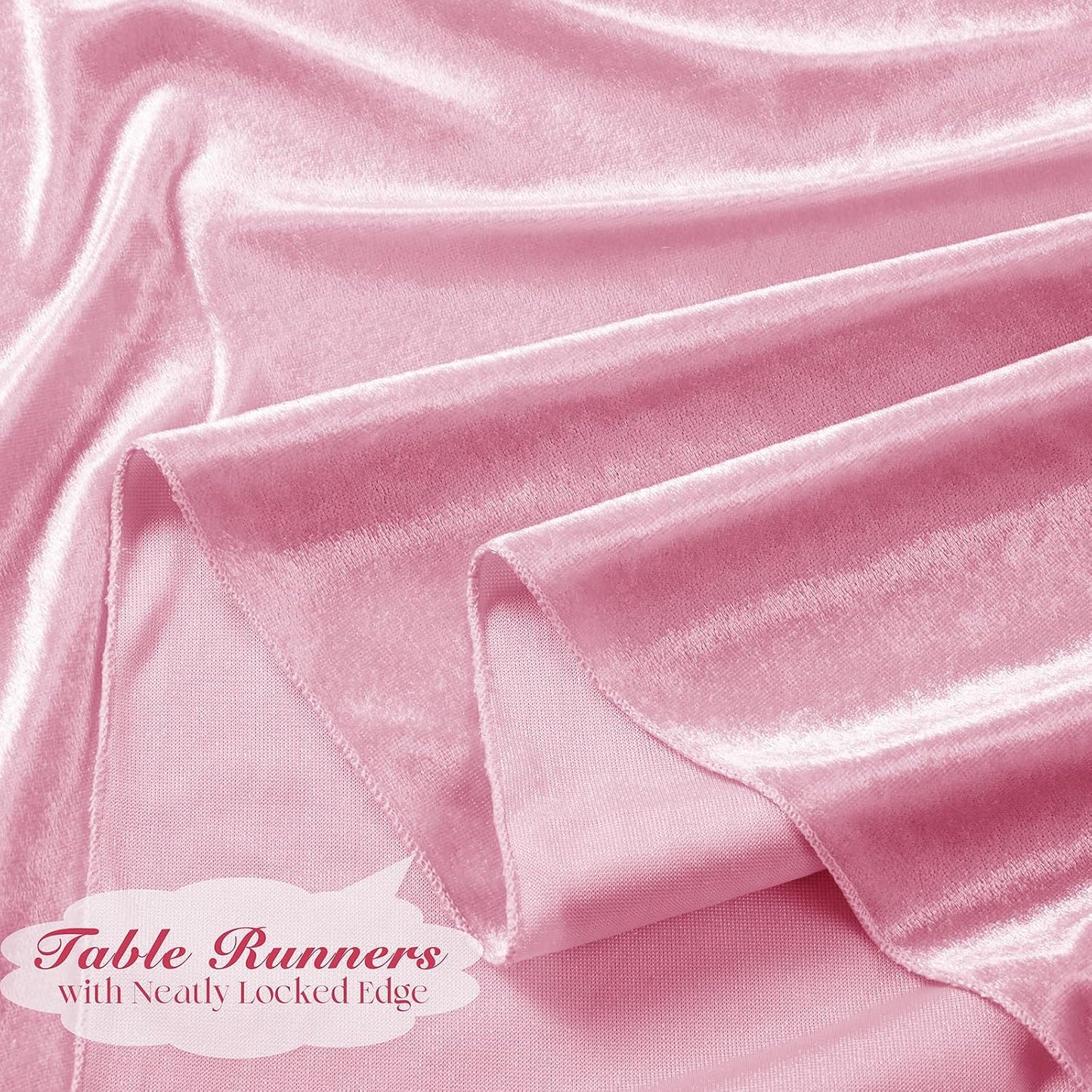 P Pothuiny Velvet Pink Table Runner 20 x 120Inch/ 10ft Long Luxurious Elegant Velvet Fabric Table Runner for Wedding Reception, Thanksgiving, Halloween, Christmas Decor