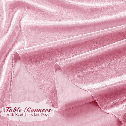P Pothuiny Velvet Pink Table Runner 20 x 120Inch/ 10ft Long Luxurious Elegant Velvet Fabric Table Runner for Wedding Reception, Thanksgiving, Halloween, Christmas Decor