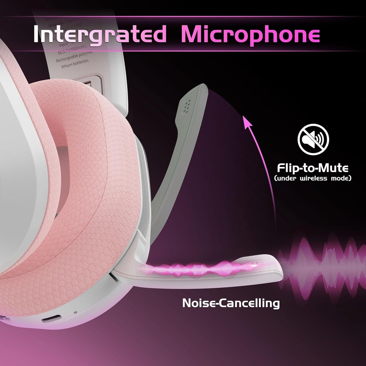 Gvyugke Wireless Gaming Headset for Xbox Series X/S, Xbox One, PS5, PC, Mac, Bluetooth 6.0 Gaming Headphones with Flip-to-Mute Noise-Canceling Mic, Foldable, 3D Surround Sound, 45H Battery - Pink