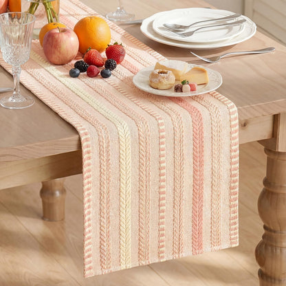 Artoid Mode Pink Farmhouse Woven Table Runner, Seasonal Holiday Rustic Kitchen Dining Table Decoration for Home Party Decor 12x72 Inch