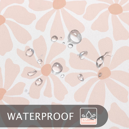 Litabel Blush Pink Daisy Floral Shower Curtain, Boho Spring Flower Shower Curtain for Girly Bathroom, Modern Minimalist White Waterproof Fabric Shower Curtain Set, 72x72 Inch