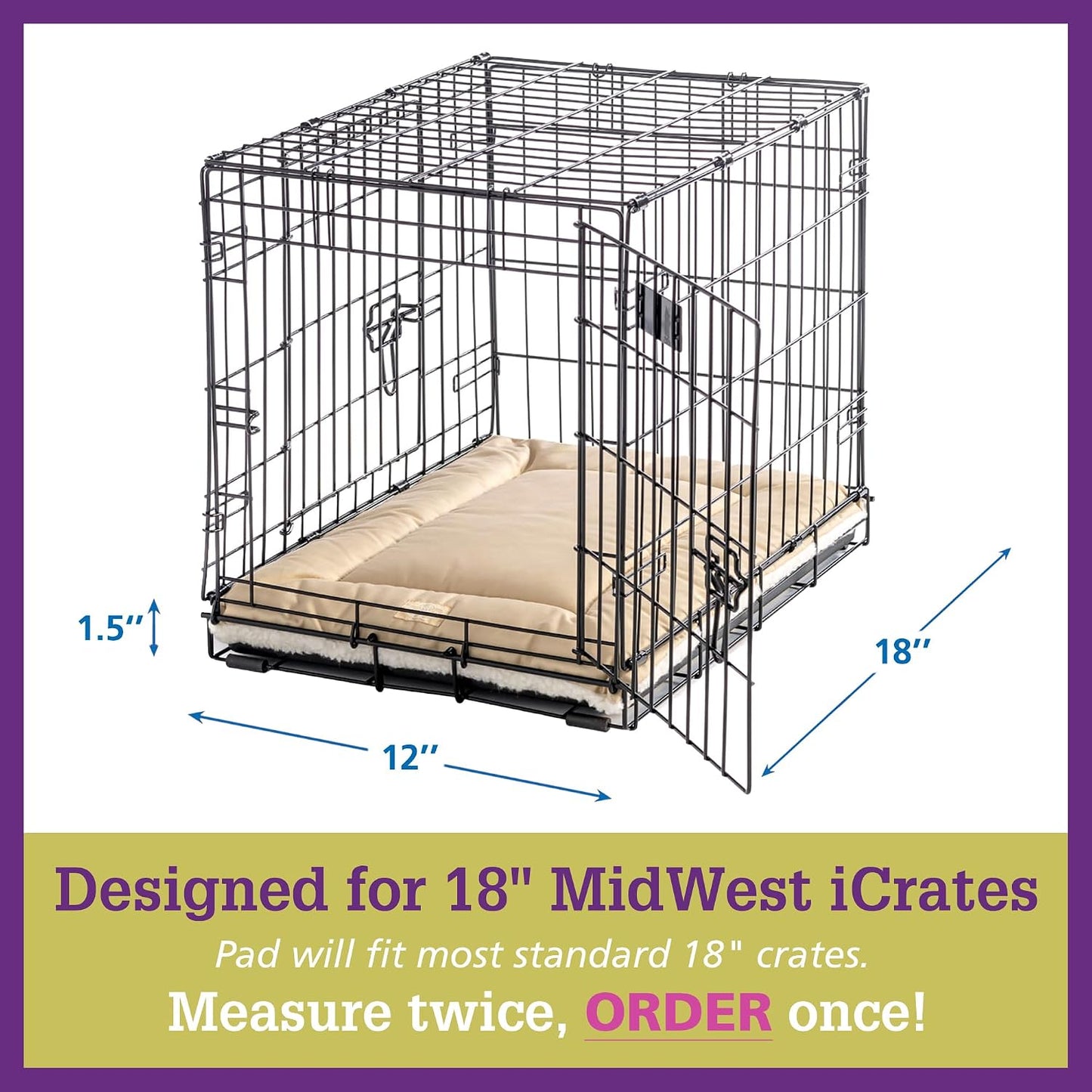 Pet Dreams Small Cat Bed - Crate Pad, Washable Cat Mat, Non-Toxic, Flat Indoor Kitten Bed, Fits iCrate 18, 24, 30, 36, 42, 48 Inches (Pink, X Small, 18")