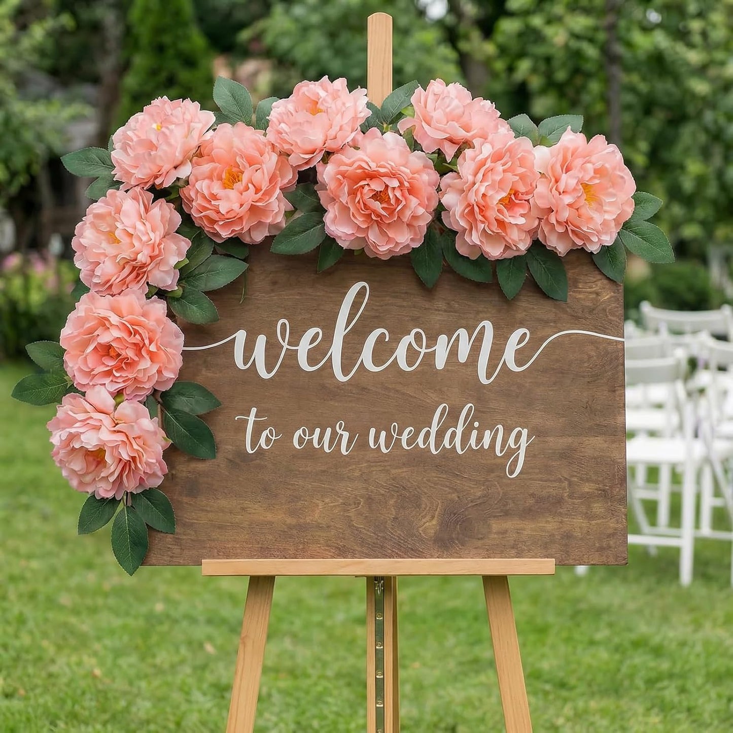 Peonies Artificial Flowers, 2 Bouquets of 7-Heads Silk Artificial Peonies with Flexible Stems, Faux Peonies for Home & Wedding Decor, Table Centerpieces, Floral Arrangement (2, coral pink)