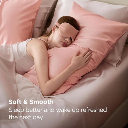 Bedsure Satin Pillowcases, Similar to Silk Pillow Cases Standard Size Set of 2, Pillow Case for Sleeping Women with Envelope Closure, Gifts for Women Men, Peach Pink, 20x26 Inches, 2pcs