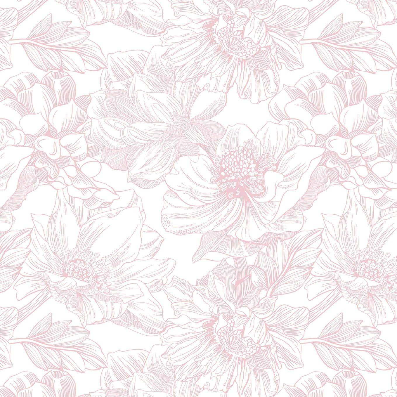 Dimoon 78.7"x17.3" Peel and Stick Wallpaper Floral Contact Paper Boho White Pink Flower Wallpaper Removable Wall Paper Self Adhesive Modern Contactpaper for Cabinets Drawers Bedroom Thicken Vinyl