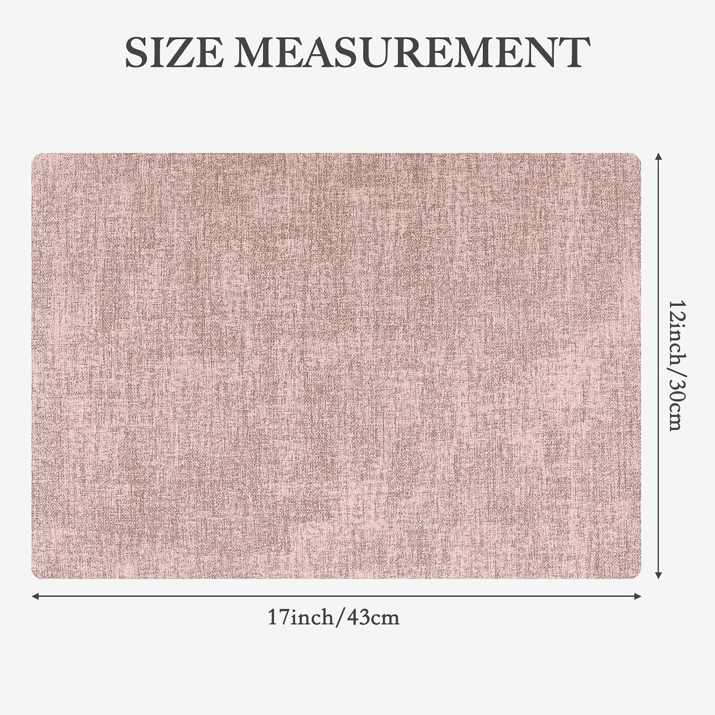 Faux Leather Heat Resistant Placemats Set of 6 – Waterproof Oilproof Wipeable Dining PU Place Mat Easy Clean Table Mats for Kitchen/Dining/Party/Holiday, Pink