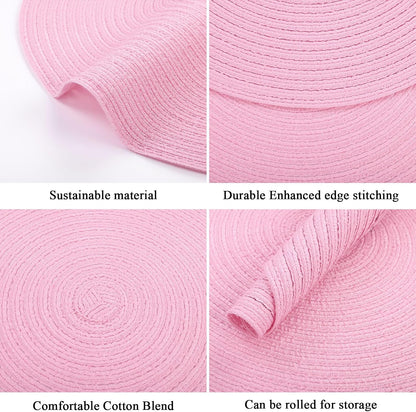SHACOS Round Braided Placemats Set of 6 Round Table Mats for Dining Tables 15 inch Washable Non Slip Placemats (Pink, 6)