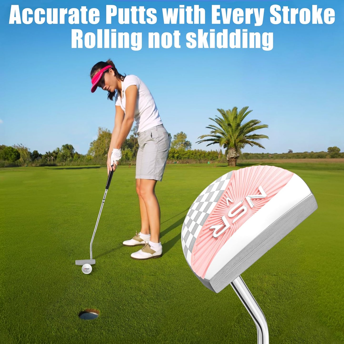PGM 18 Piece Women's Golf Clubs Full Set for Right Handed, Complete Golf Set for Beginner to Intermediate Golfers with Driver, Woods, Hybrid, Irons, P/S Wedges, Putter, Headcovers and Stand Bag