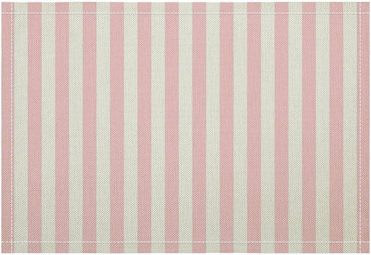 Pink and White Striped Placemats Set of 6,Modern Farmhouse Vertical Striped Geometric Pattern Placemats Table Mat for Home Dining Table Kitchen Party Decor 12x18in 6PCS