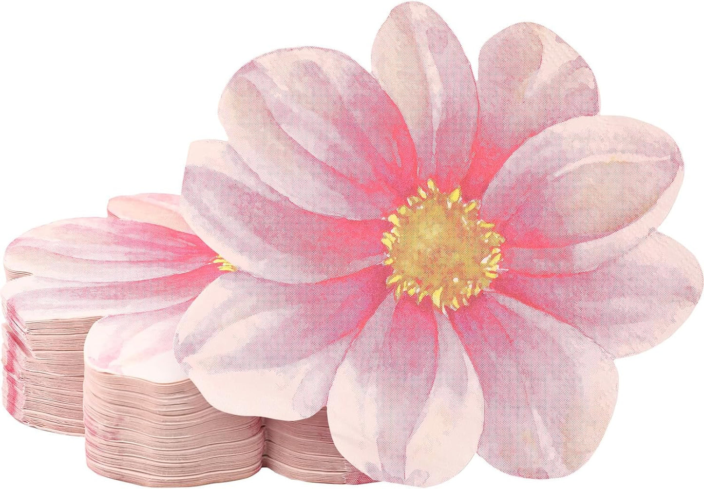 Qilery 100 Pcs Flower Shaped Napkins Disposable Floral Paper Napkins Summer Decorative Flower Tableware for Wedding Bridal Baby Shower Spring Birthday Dinner Party Decor(Pink)
