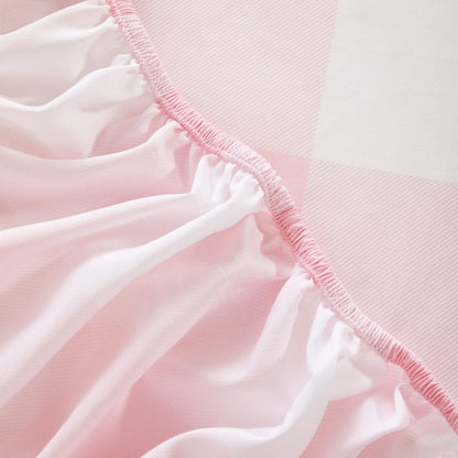 Wake In Cloud - Gingham Bed Sheets, 4-Piece Sheet Set, Cute Plaid Buffalo Check Checker Geometric Aesthetic Bedding, Deep Pocket, Pink, Queen Size