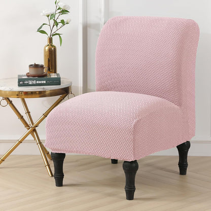 LiveGo Armless Accent Chair Cover Slipcover,Slipper Chair Stretch Spandex Removable for Armless Chair Furniture Protector for Living Dining Room Hotel (Pink)