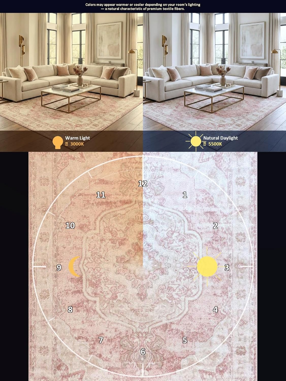 BoutiqueRugs Pink Oriental Traditional Cream 5x7 Area Rug Plum Beige Floral Medallion Kandos Living Room Bedroom Dining Room Home Office Apartment 5'3" x 7' Stain Resistant Non-Shedding Pet Friendly