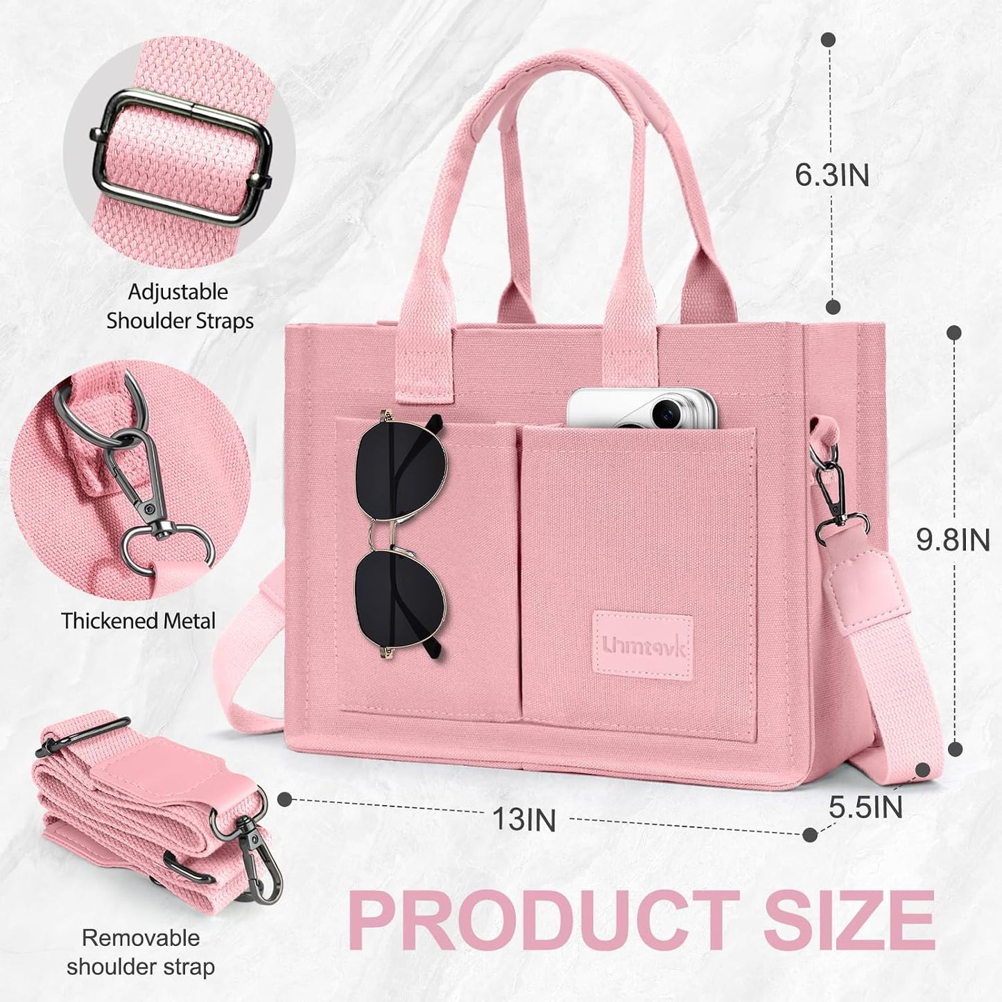 LHMTQVK Canvas Tote Bag for Women, Large Work Purses Bible Tote