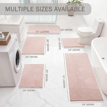 Exclusivo Mezcla Bathroom Rugs Mat 20x30, Extra Soft Absorbent Chenille Bath Rugs Mat, Quick Dry, Machine Washable Bath Mats for Bathroom Floor, Shower, Home Decor, Pink
