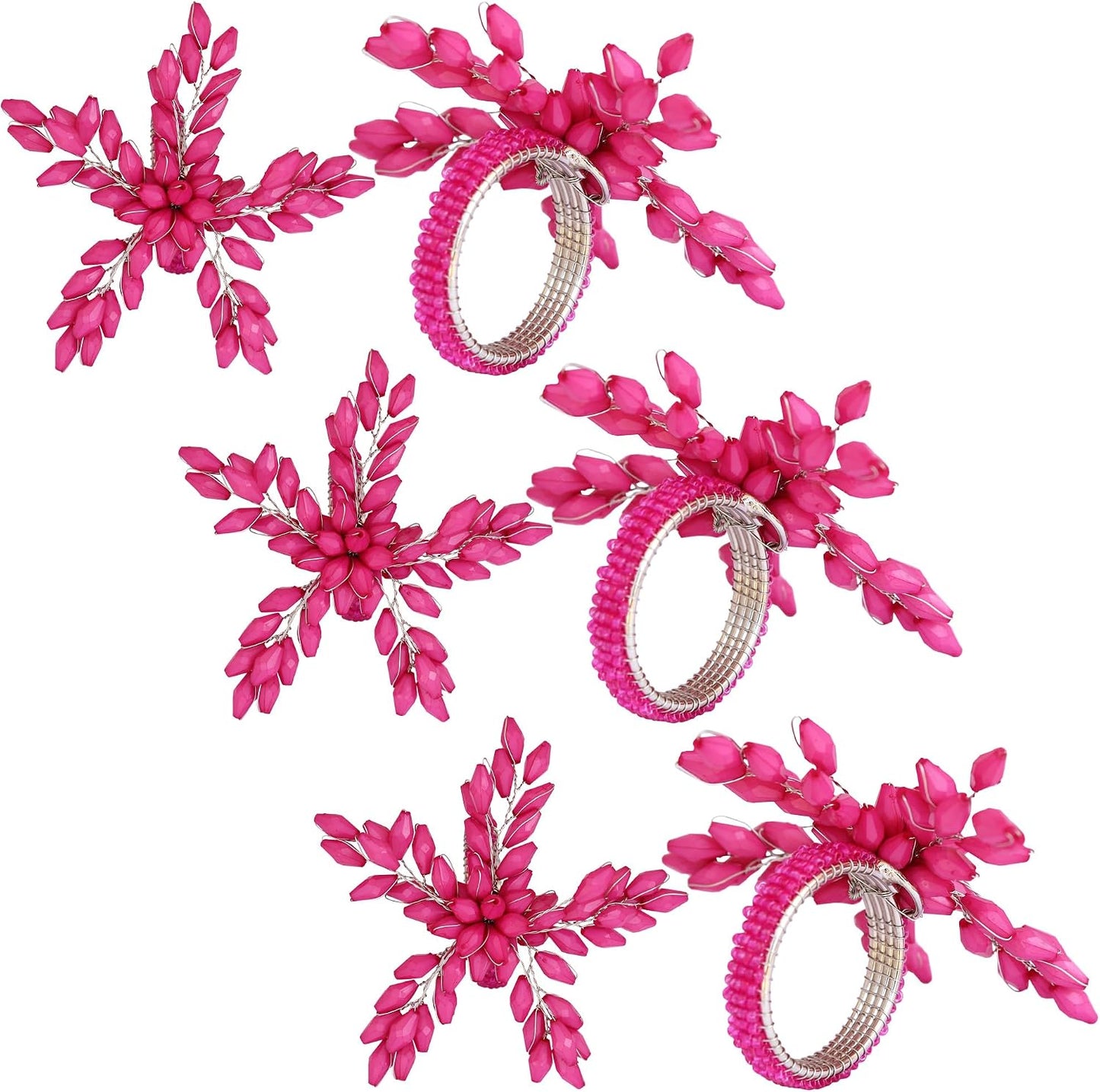 ITOS365 Napkin Rings Set of 12 for Dining Table Decoration Parties Everyday Metal Napkin Holder Leaf Pink (Pack of 12)