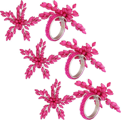 ITOS365 Napkin Rings Set of 12 for Dining Table Decoration Parties Everyday Metal Napkin Holder Leaf Pink (Pack of 12)