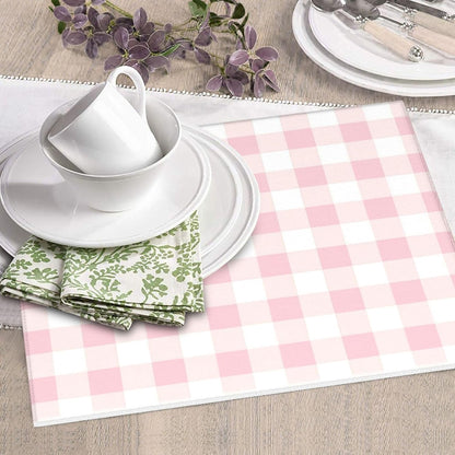 Pink Checkboard Print Microfiber Dish Drying Mat for Kitchen Counter 16x18 in Super Absorbent Drying Pad for Countertops, Sinks, Draining Racks with Hanging