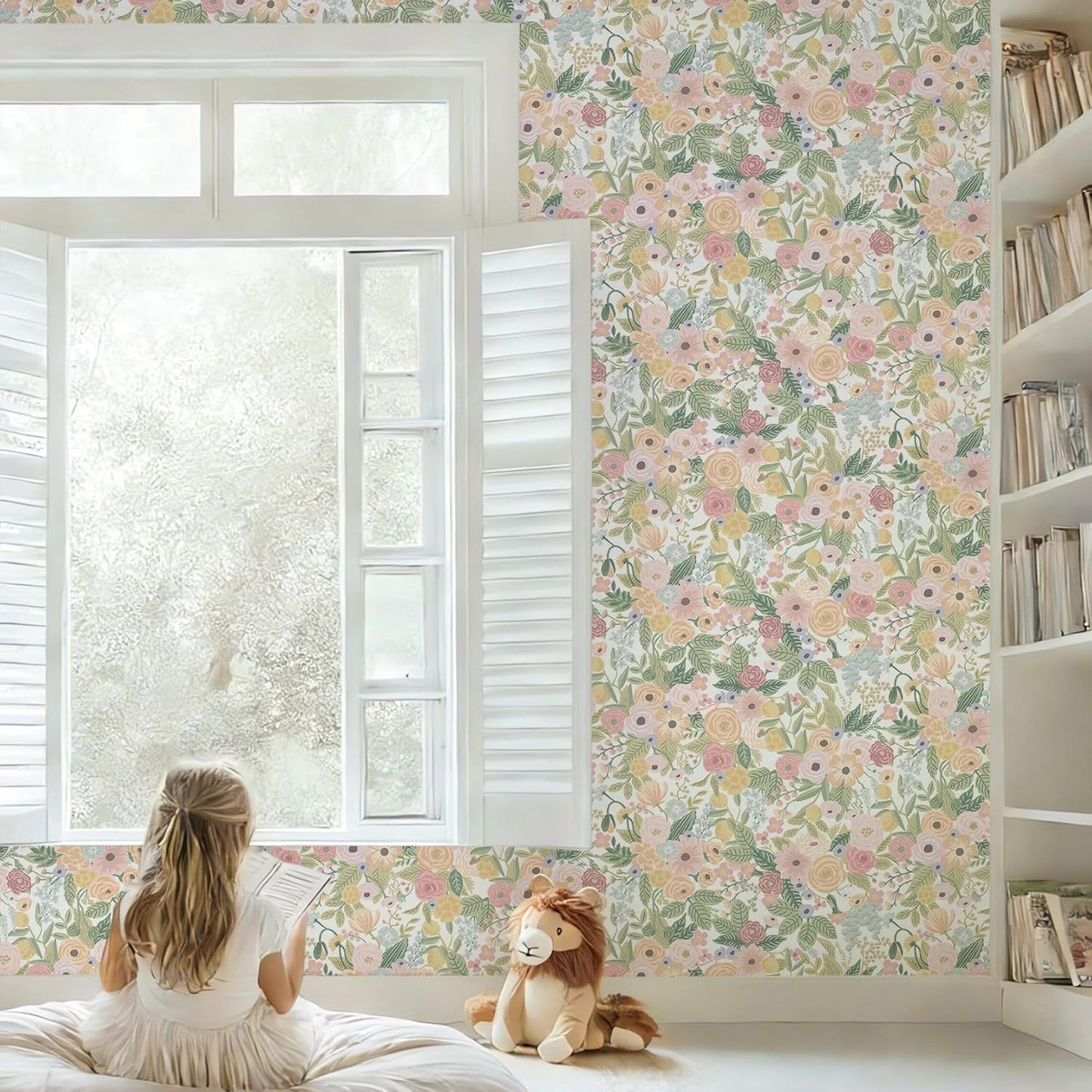 Ismoon Peel and Stick Wallpaper Boho Pink Floral Contact Paper 16.1" x 78.7"Removable Self-Adhesive Stick on Wall Paper for Cabinets Girls Renter Friendly Vinyl Decor