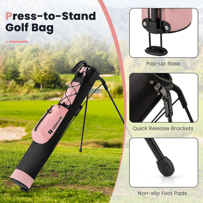 ULTIMATE Golf Stand Bag, Lightweight Sunday Golf Bag w/2 Way Top Dividers, Pocket & Bottle Holder, Pitch n Putt Small Golf Bag for Driving Range, Par 3, Executive Courses