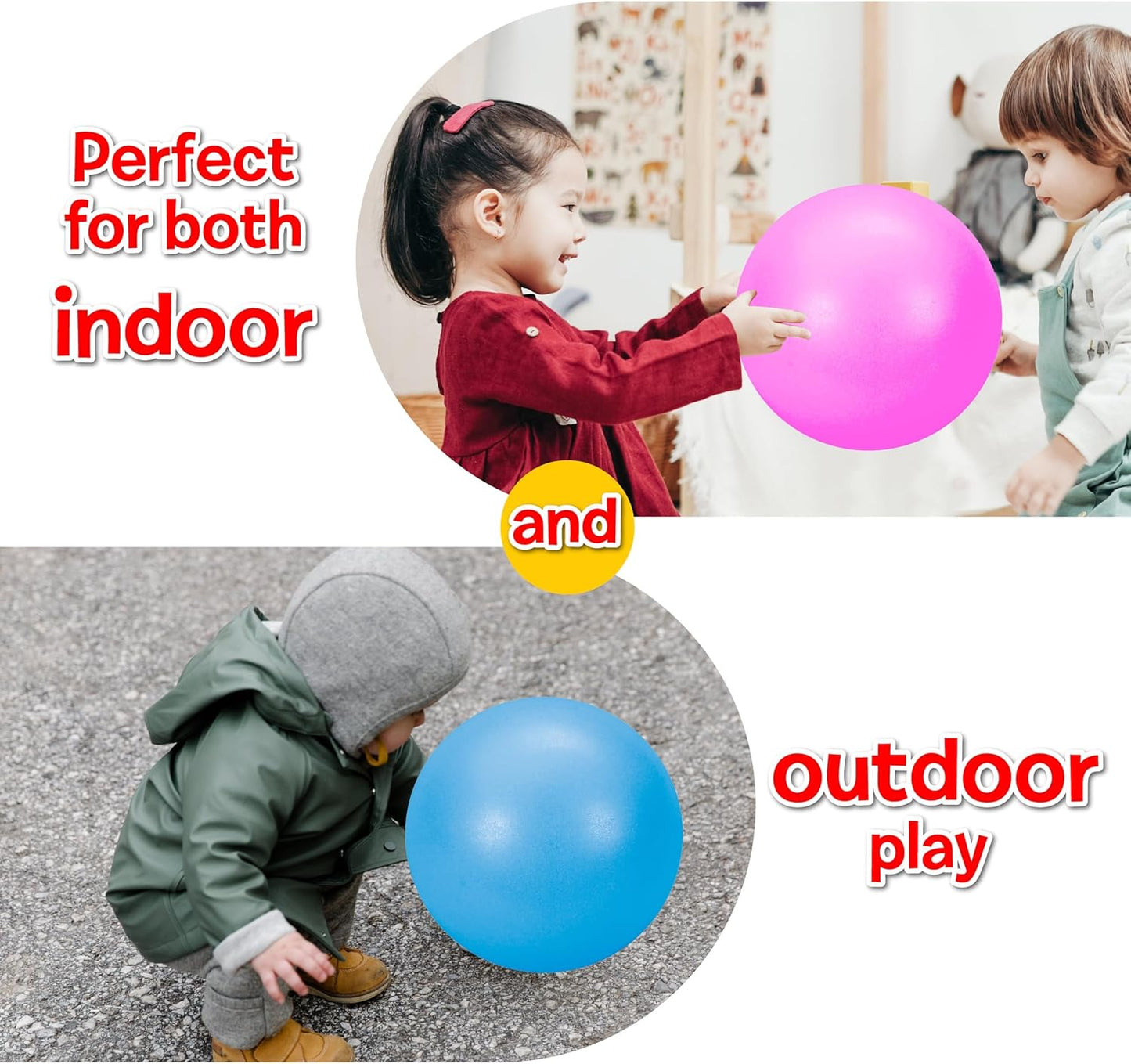 Small World Toys Gertie Handball, 9" Inflatable Sensory Balls, Soft Huggable Squishy Bouncy Ball for Kids Ages 3+, Toddler Ball for Sensory Development (Pink)