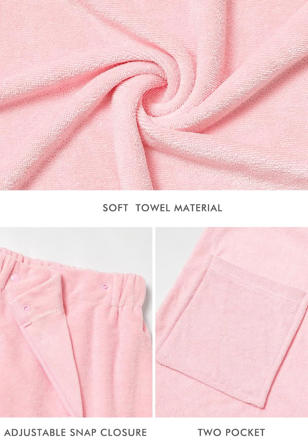 Vislivin Women's Bathrobe - Lightweight Spa Shower Wrap Robe, Soft Adjustable Closure Towel with Pocket for Home & Travel