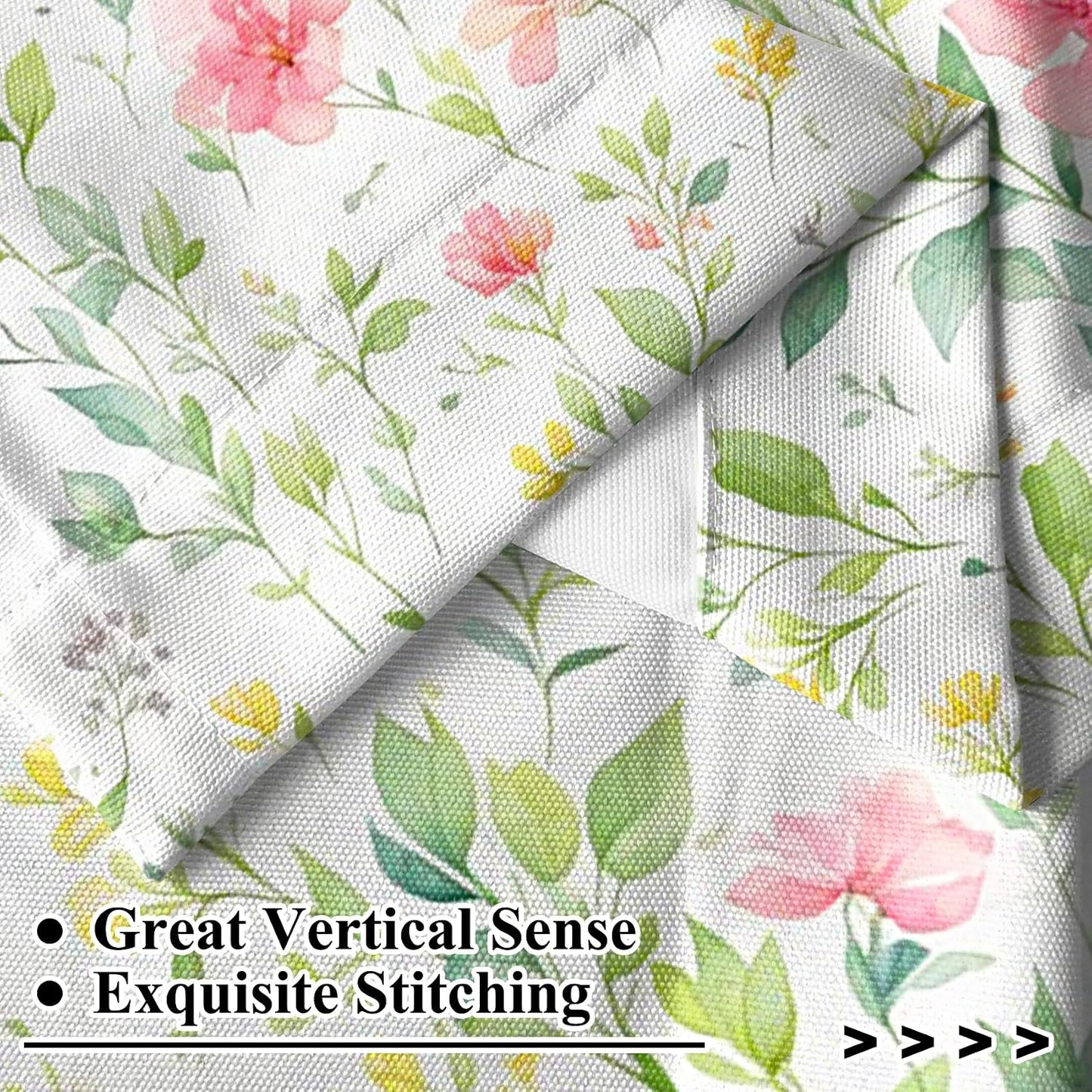 Renaiss 42x18 Inch Spring Floral Kitchen Valance Curtain Sage Green Leaf Pink Flower Short Cafe Curtains Farmhouse Rustic Window Treatment Valance Spring Home Decor