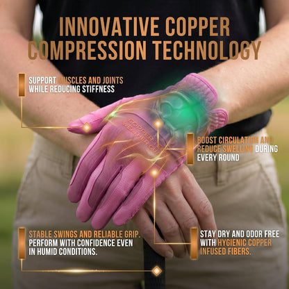Copper Tech Plus Rain Golf Gloves Women Left Hand or Right Hand (Single) | Water-Enhanced Golf Rain Gloves for Women | Joint Support Ergonomic Copper Compression