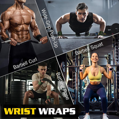 Lifting Straps Wrist Wraps Weightlifting Training: Heavy Duty Gym Support for Men Women Boost Grip Wrist Stability
