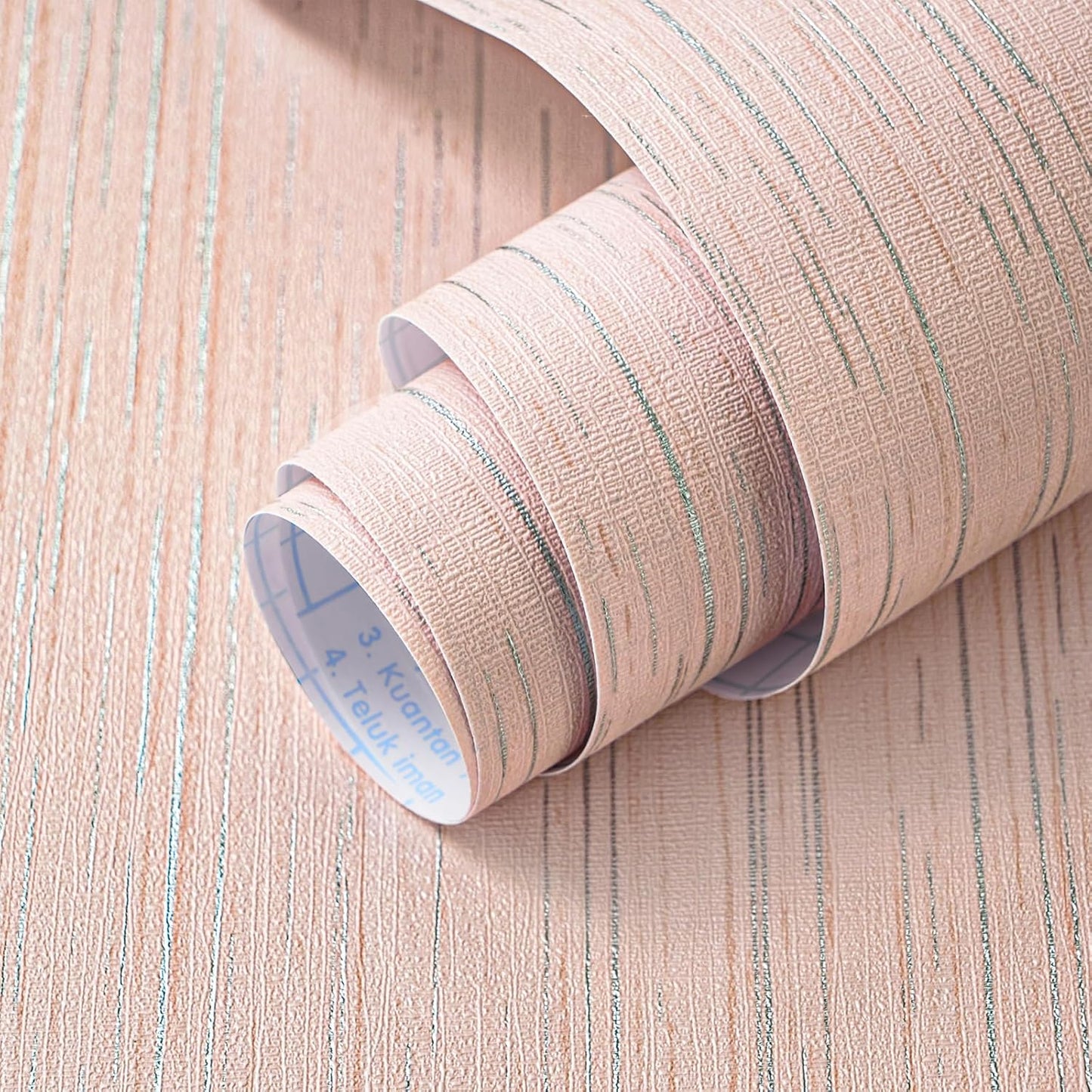 CiCiwind Pink Peel and Stick Wallpaper, Vintage Self-Adhesive Removable Grasscloth Wallpaper Teal Green Vinyl Textured Contact Paper for Room Walls Cabinets Furniture Drawers Desk 17.3" x 118"