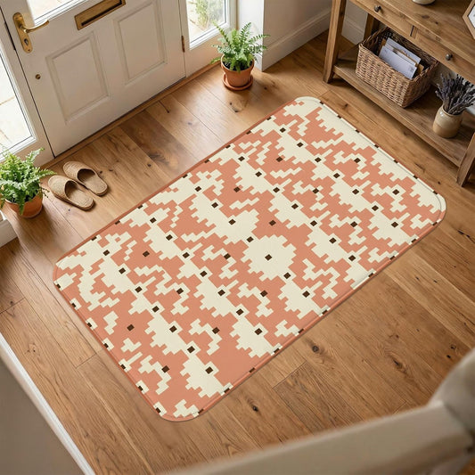Square Area Rug, Modern Contemporary Rectangle Pixel None Peach Low Pile Sponge Aesthetic Rectangle Home Floor Carpet Rugs for Living Room Bedroom New Home Dining Decor 4' X 6'