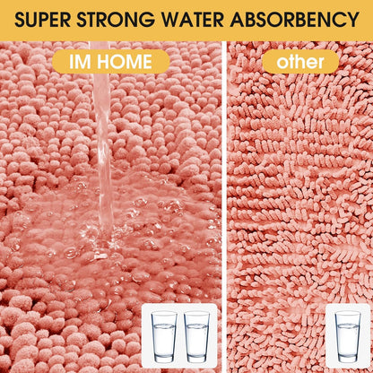 ACCUMTEK Upgrade Luxury Coral Bathroom Rug Mat 36"x24", Ultra Soft Thick Absorbent Bath Mats, Non Slip Chenille Toilet Mat for Bathroom, Bedroom, Kitchen, Shower, Tub