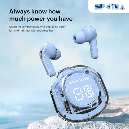 Crystal Earbuds (Pastel Pink) - Dive into a World of Color and Sound with Chic Pastel Hues & Transparent LED Display Case - Premium Wireless Audio Experience