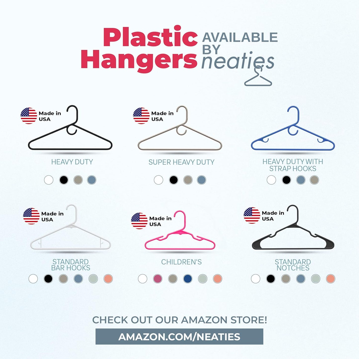 Plastic Hangers 30 Pack – Made in The USA – 6lb Capacity Standard Clothes Hangers with Strap Hooks for Dresses, Lingerie, Shirts, Pants, and Jackets – Pink
