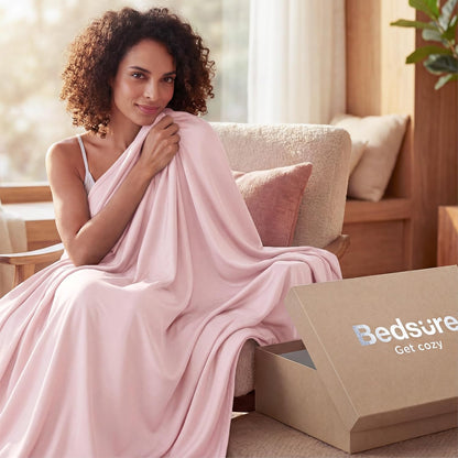 Bedsure Lightweight Cold Blanket for Summer, Bed Cooling Blanket Throw Size for Hot Sleepers, Ice Cool Essentials for Hot Nights, Breathable Thin Bedding for Teen Girls, Women, Pink, 50" x 60"