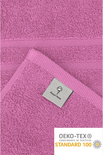 Hotel and Spa Quality 6 Piece Bath Towel Set 2 Bath Towel 2 Hand Towel 2 Washcloth Soft 100% Turkish Cotton Pink