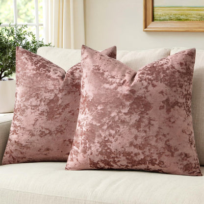 MIULEE Velvet Throw Pillow Covers Set of 2, Soft Neutral Decorative Valentine Spring Pillow Cases with Luxurious Textured Cushion Covers for Home Decor Couch Sofa Bed,Dusty Rose Pink 18x18 inch