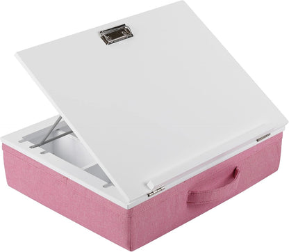 BIRDROCK HOME Lap Desk with Storage and Cushion | Deep Compartment and Adjustable Top with Clip | Fits Laptop Up to 15" | Pink | Computer Accessories | Laptop and Writing Desk