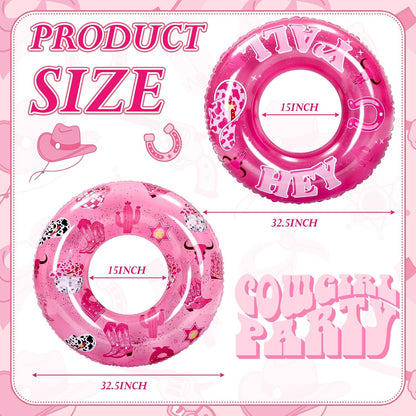 Foilswirl 2 Pcs Pink Cowgirl Pool Float Cowgirl Birthday Beach Supplies Cowboy Boot Pool Float Pink Disco Swimming Party Ring Western Summer Decorations for Bridal Shower Cowboy Birthday