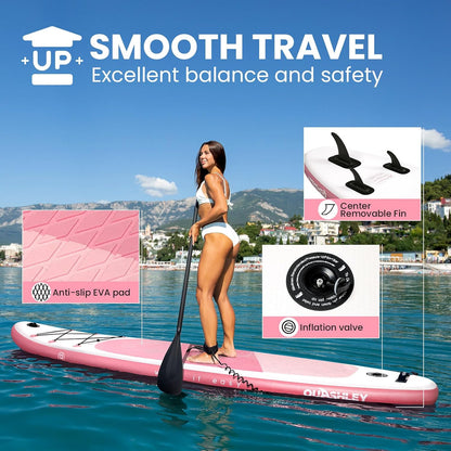 Quashley Inflatable Stand Up Paddle Board,Inflatable Paddleboards 32/34 Inch Wide,All Around SUP for Beginners with Lightweight Paddle,Hand Pump,Backpack,Leash,Durable & Portable iSUP Board