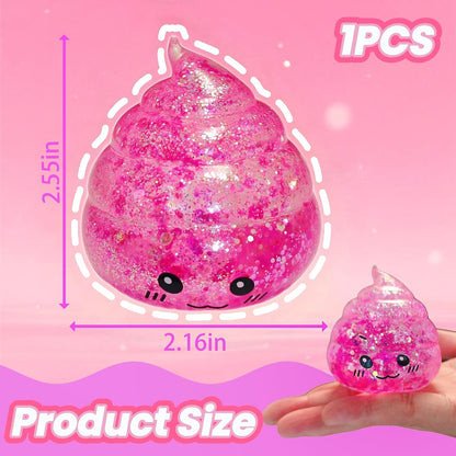 Novelty Squishy Poop Sugar Stress Ball Sensory Toys, Kawaii Poop Shape Squishies, Funny Squishy Poo Toy, Glitter Stress Balls for Kids and Adults, Prank Surprise, Gifts, Party Favors (Pink)