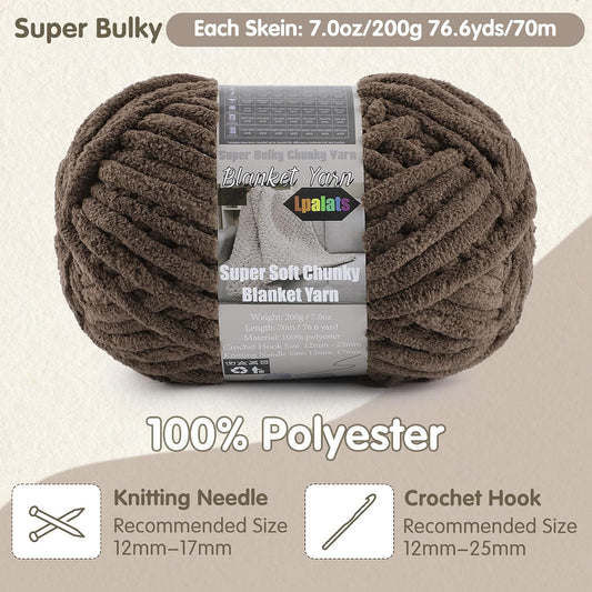 Chunky Yarn for Crocheting - Chenille Yarn for Knitting - Super Soft Bulky Blanket Yarn for Crochet Blanket, Amigurumi, Scarves, Hat, Velvet Plush Fluffy Yarn 200g/76.6yds Each Skein (1, Pale Pink)