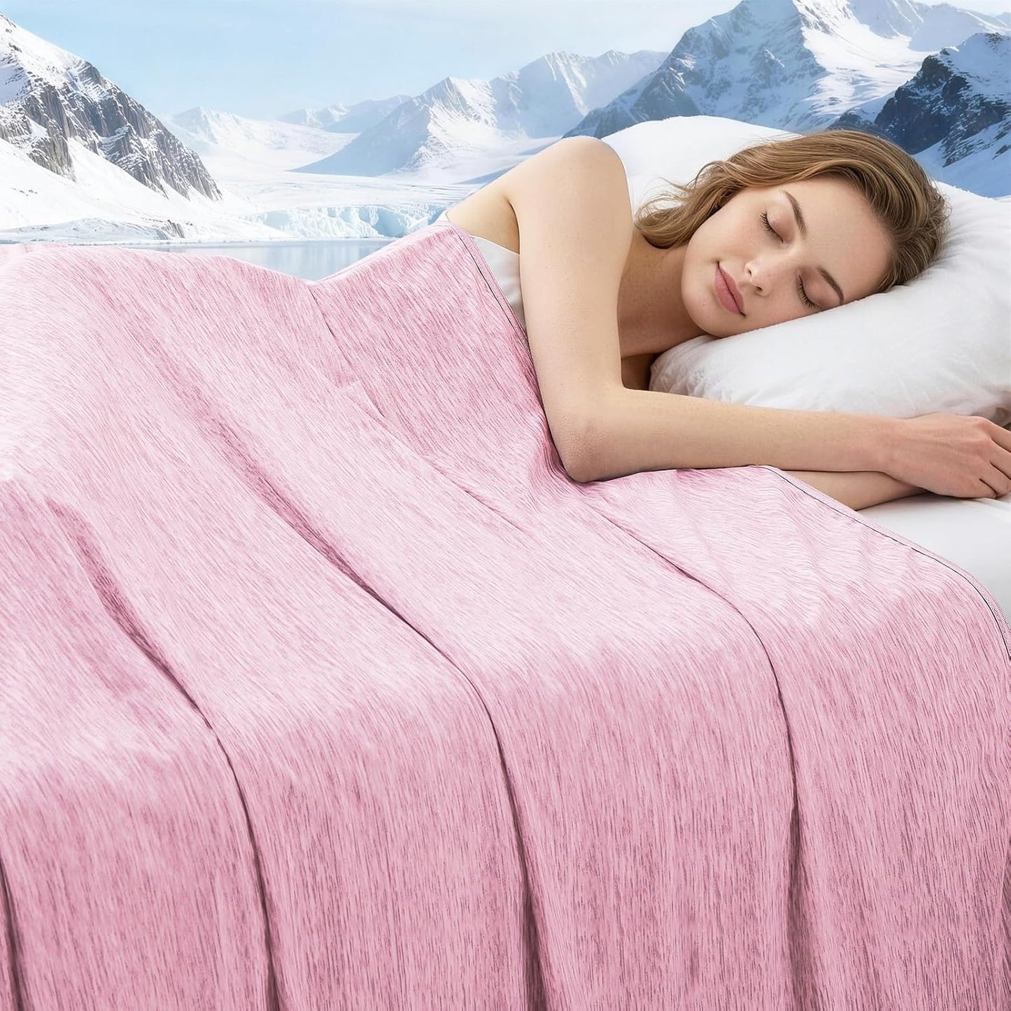 Cooling Blanket Throw Size, Cooling Blankets for Hot Sleepers, Absorbs Heat to Keep Body Cool for Summer Nights Sweats, Cold Blanket for Bed Couch Sofa, Ice Blanket 50x70 Inches, Pink