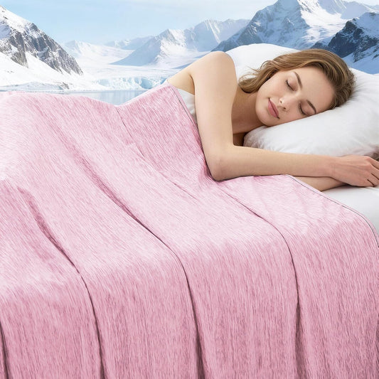 Cooling Blanket Throw Size, Cooling Blankets for Hot Sleepers, Absorbs Heat to Keep Body Cool for Summer Nights Sweats, Cold Blanket for Bed Couch Sofa, Ice Blanket 50x70 Inches, Pink