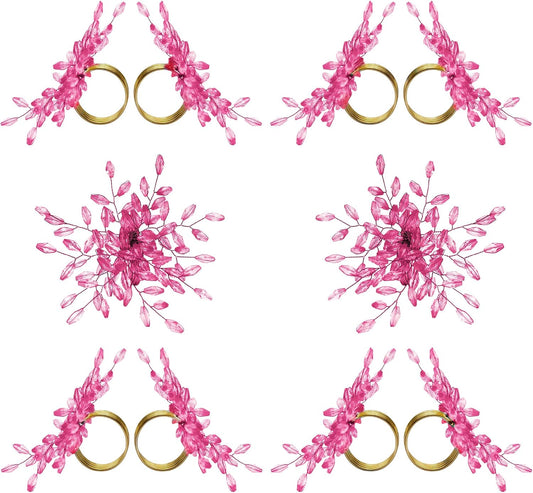 ITOS365 Napkin Rings Set of 12 for Dining Table Decoration Parties Everyday Metal Napkin Holder Leaf Pink (Pack of 12)