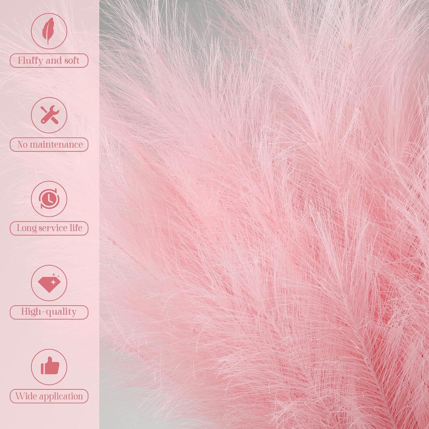 Ouddy Decor 8 Pcs Faux Pampas Grass Decor 38''/97cm Tall Artificial Large Pompous Pompas Floral Fluffy Fake Plants Floor Vase Filler for Wedding Kitchen Home Boho Decorations, Pink