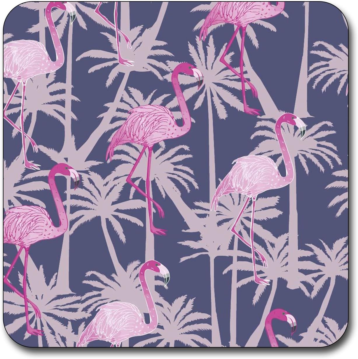 Blush Pink Flamingo Square Coaster Set - Made of Recycled Rubber - Set of 4