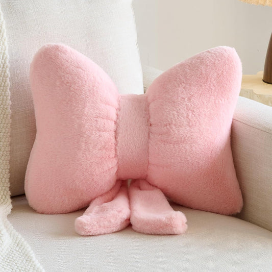 Xuyier Bow Pillows, Bow Shaped Decorative Throw Pillows for Couch Bed, Aesthetic Cute Home Decor Accent Pillows (Pink, Small-12 Inches)